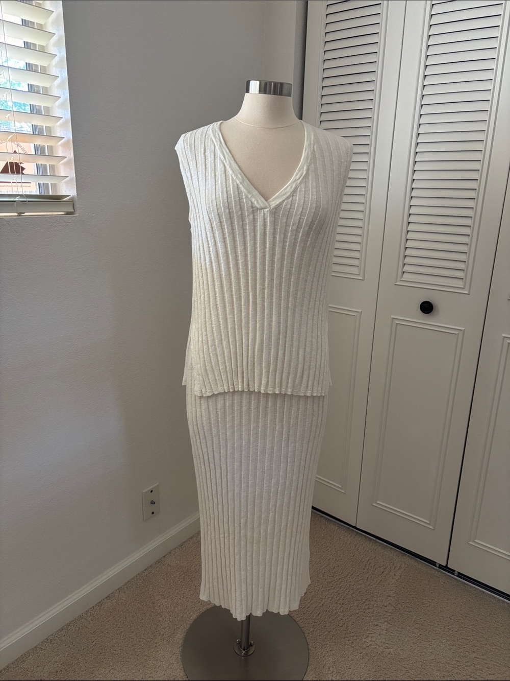 FP Beach Cream Ribbed Tank Top Skirt Set